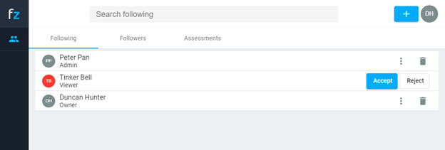 Connecting accounts and viewer rights to share information